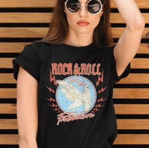 4 Pack - Black Rock n Roll Eagle Graphic Tee